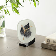 De Massion Alina Leaf Glass Embossed Table Clock