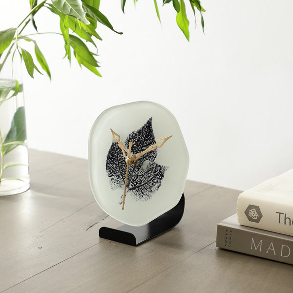 De Massion Alina Leaf Glass Embossed Table Clock dimensions