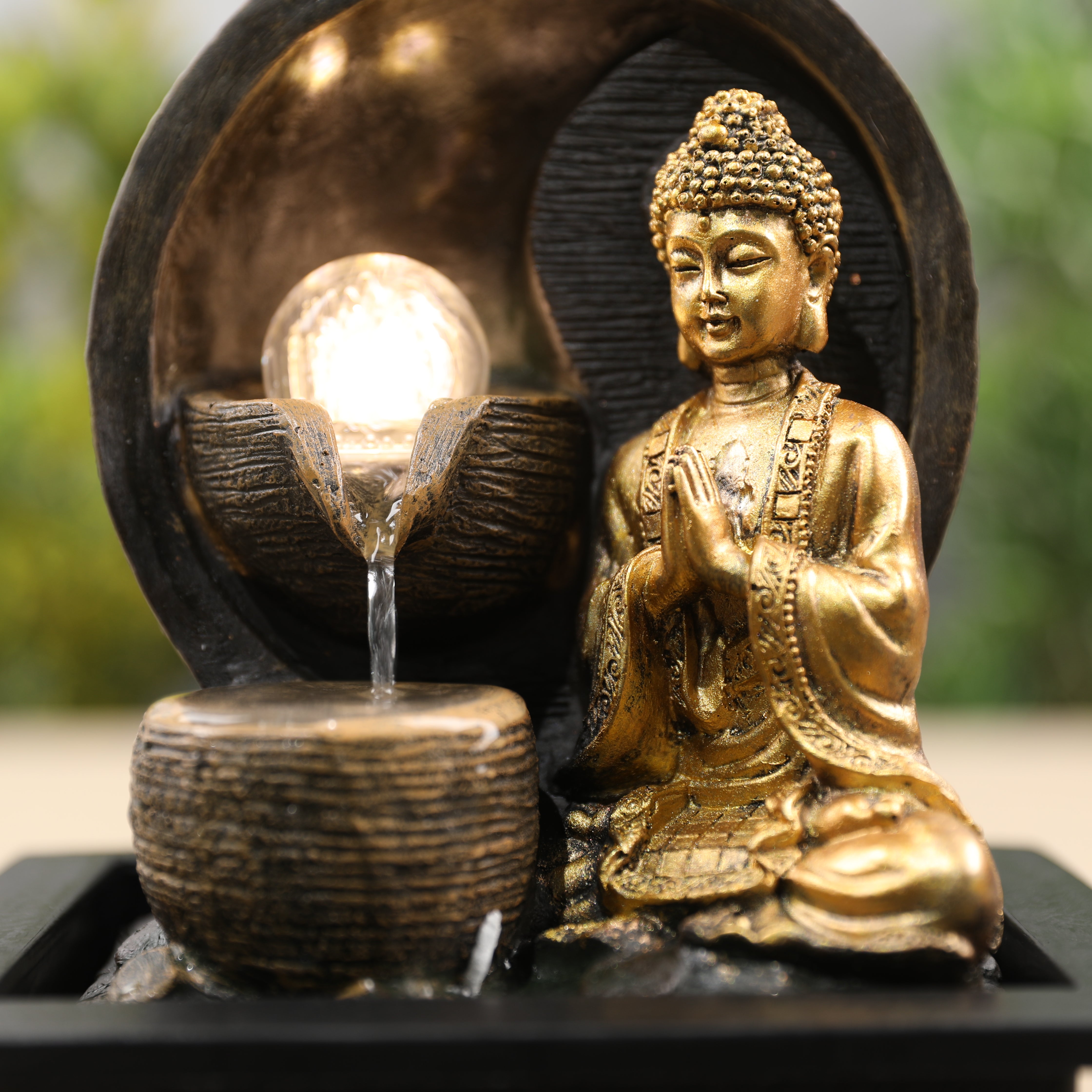 Impression Buddha Fountain 25cm in Gold/Black