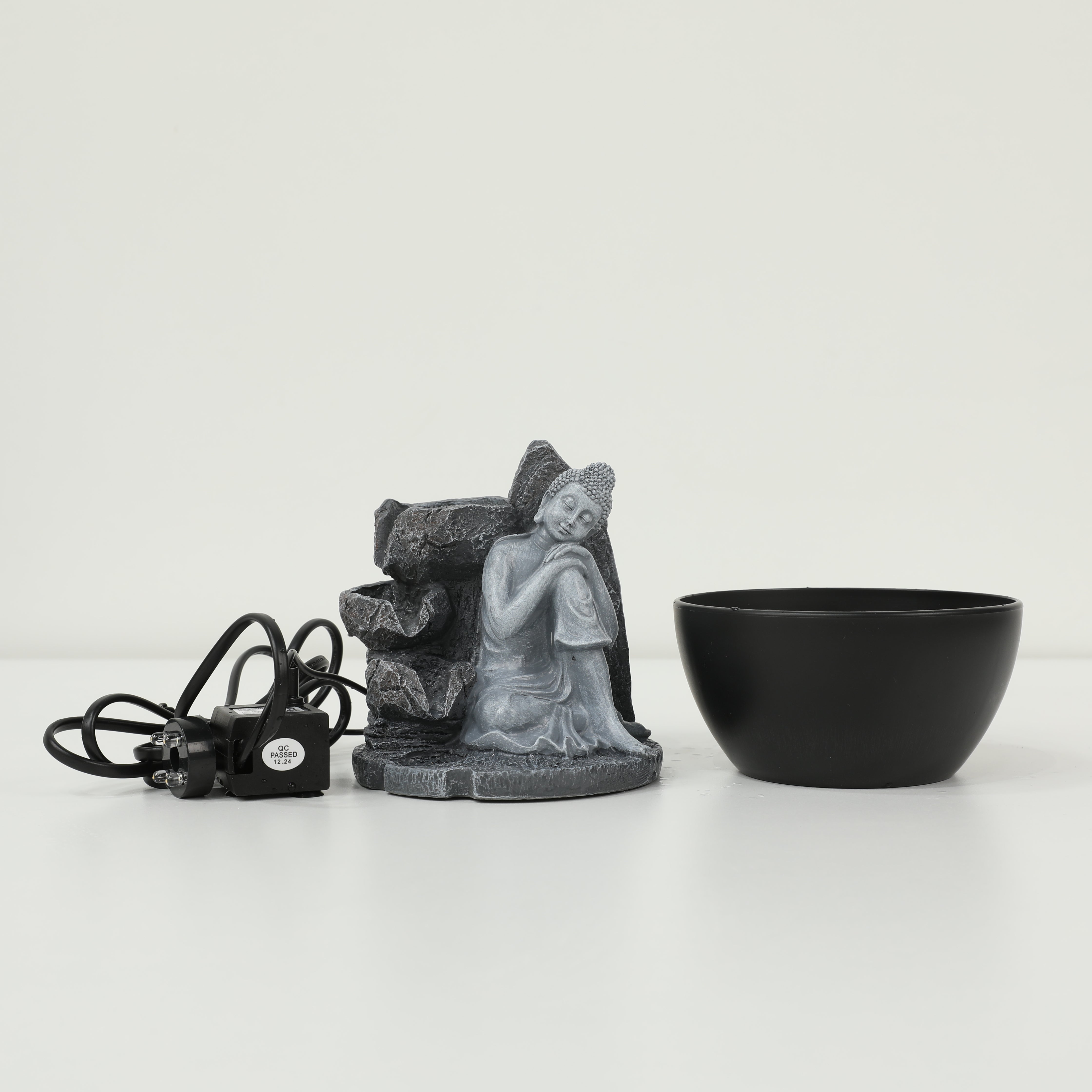 Impression Mini Buddha Fountain 18cm in Grey/Black