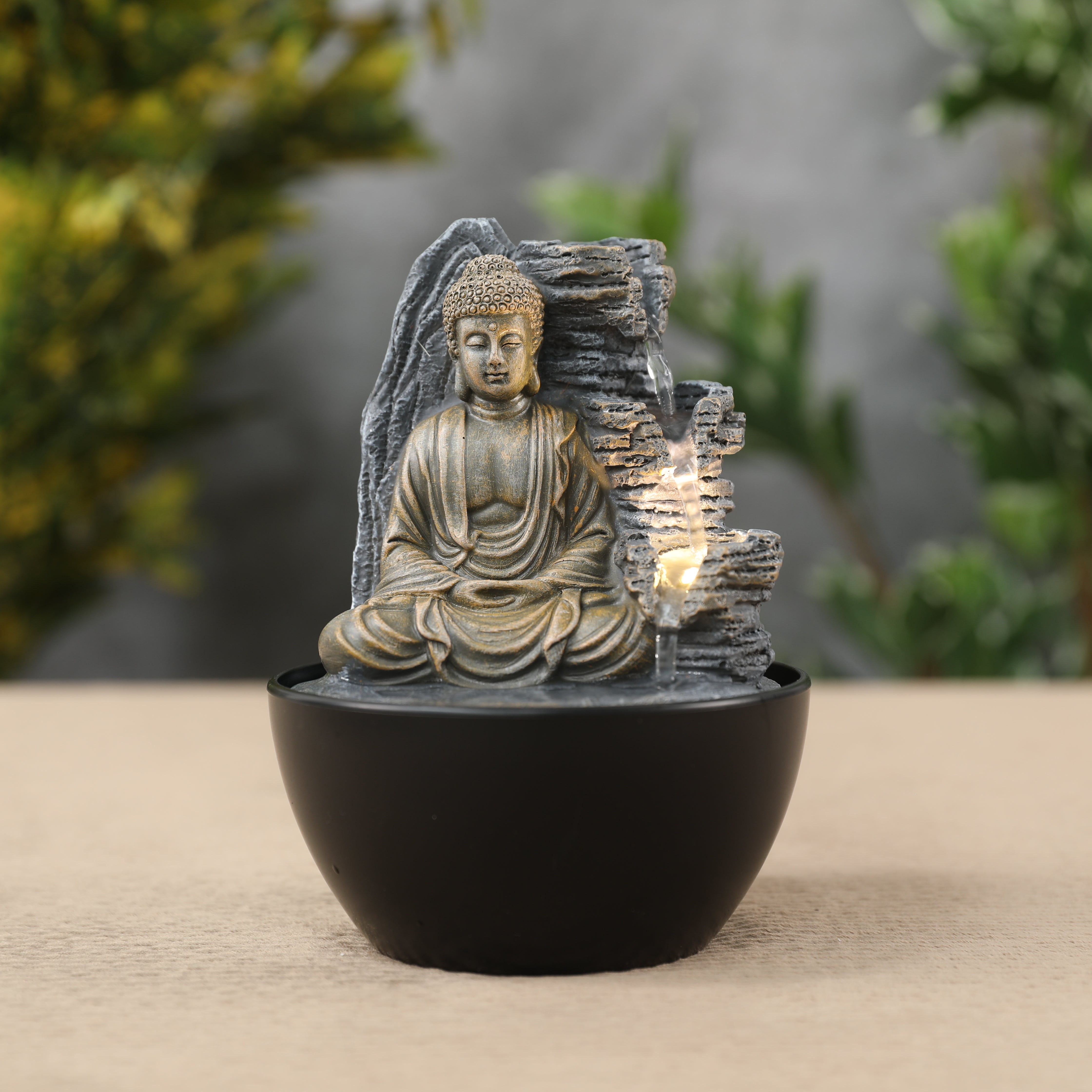 Impression Mini Buddha Fountain 18cm in Brass/Brown