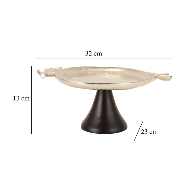 De Massion Pomegranate Metal Platter in Silver Black dimensions