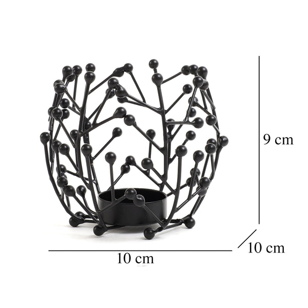 De Massion Juanita Tealight Holder in Black dimensions