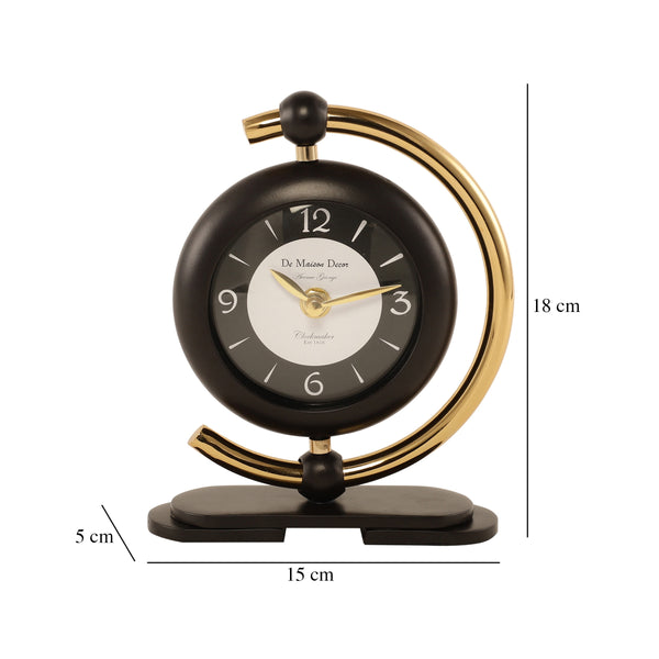 De Massion Aleksi 3 Mini Clock in Black and Gold dimensions