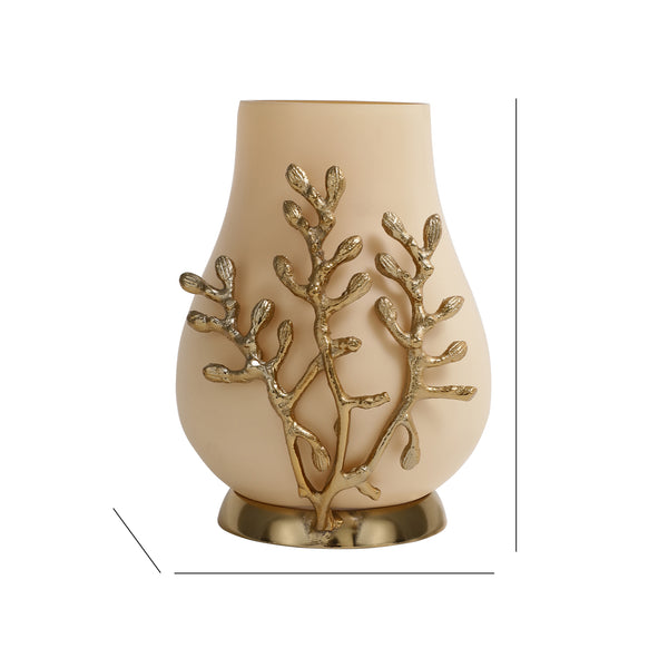 De Massion Versalux Glass Vase and Candle Holder in Cream & Gold dimensions