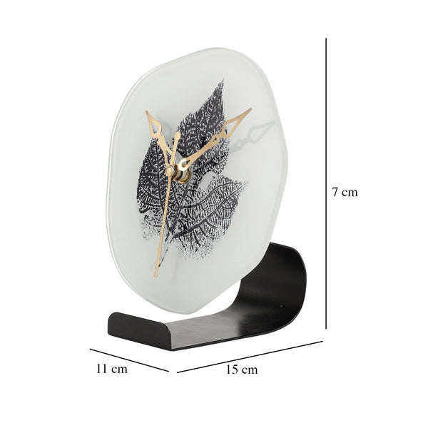 De Massion Alina Leaf Glass Embossed Table Clock dimensions