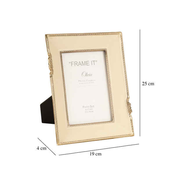 De Massion Enamel Embrace Photo Frame in Ivory White dimensions