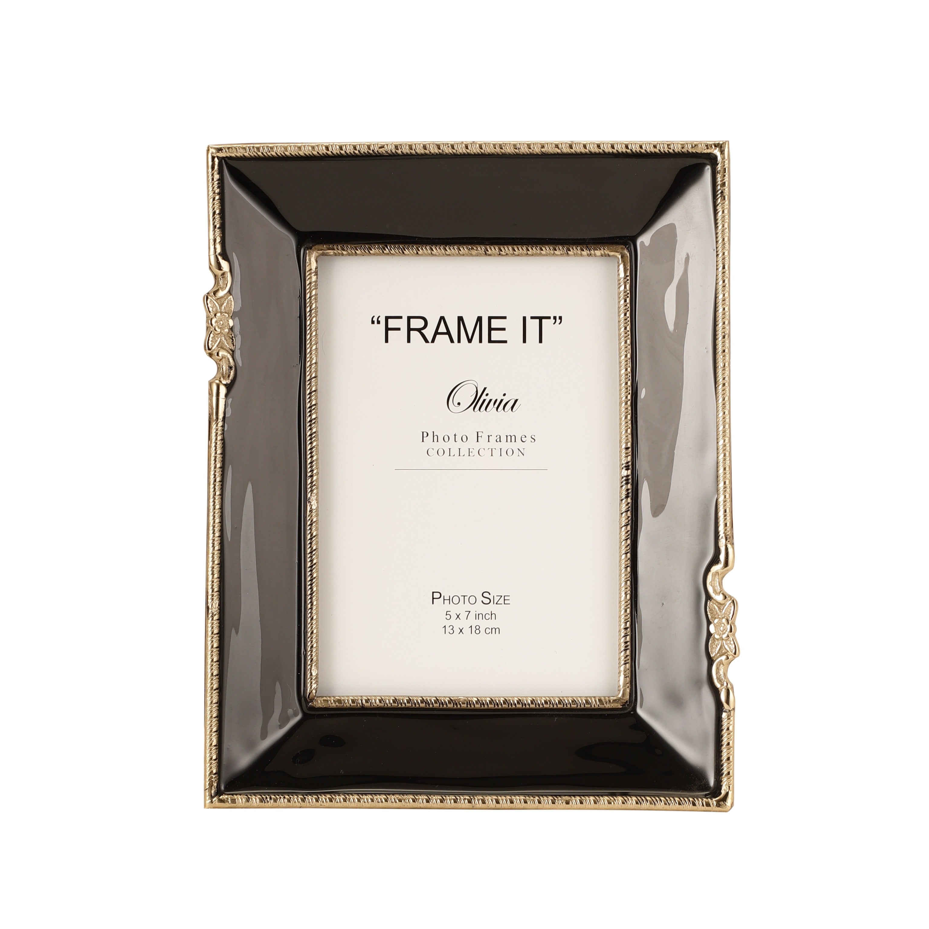 Enamel Embrace Photo frame in Jet Black
