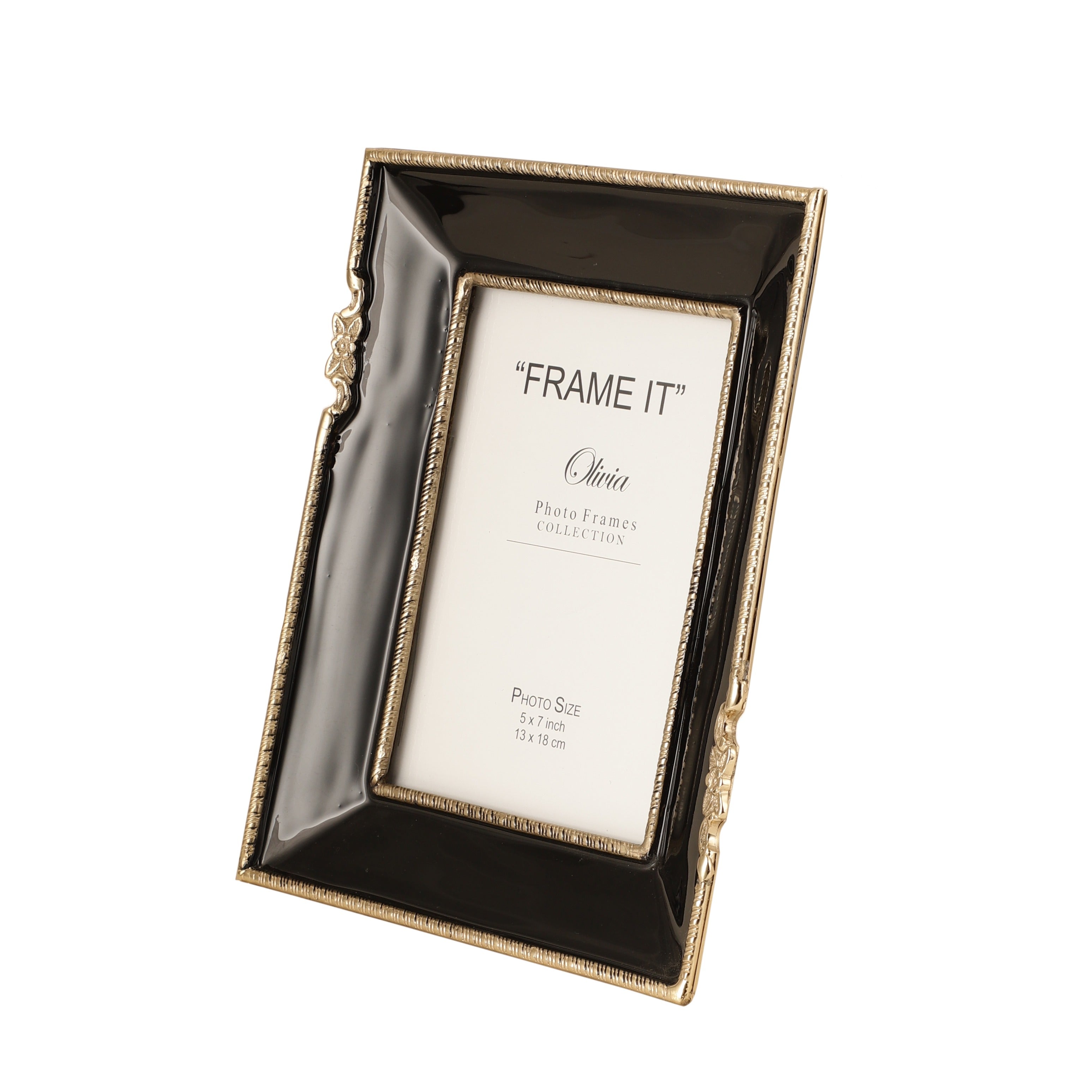 Enamel Embrace Photo frame in Jet Black