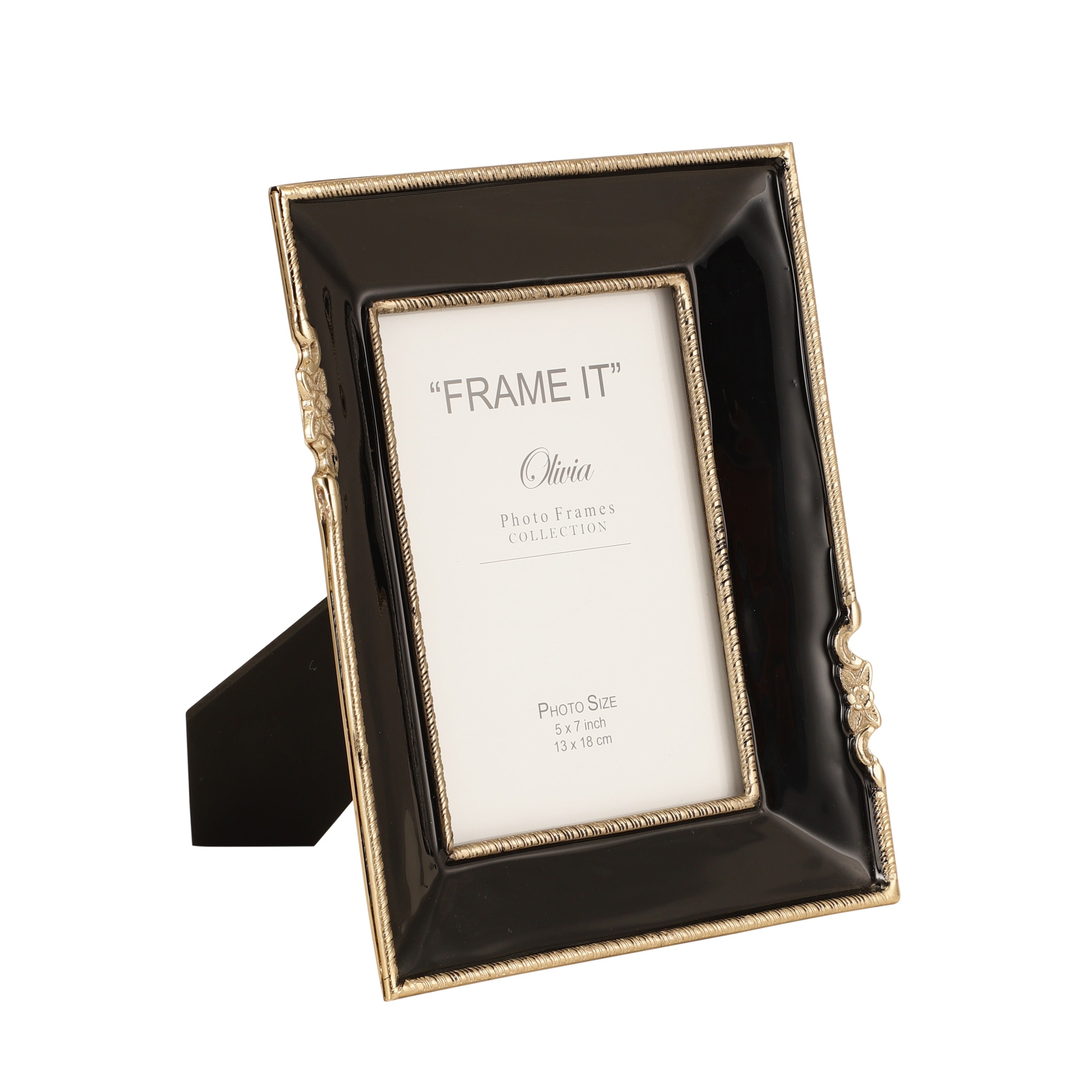 Enamel Embrace Photo frame in Jet Black
