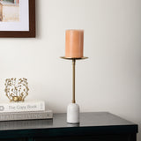De Massion Marble Pri Pillar Candle Large Stand in Gold