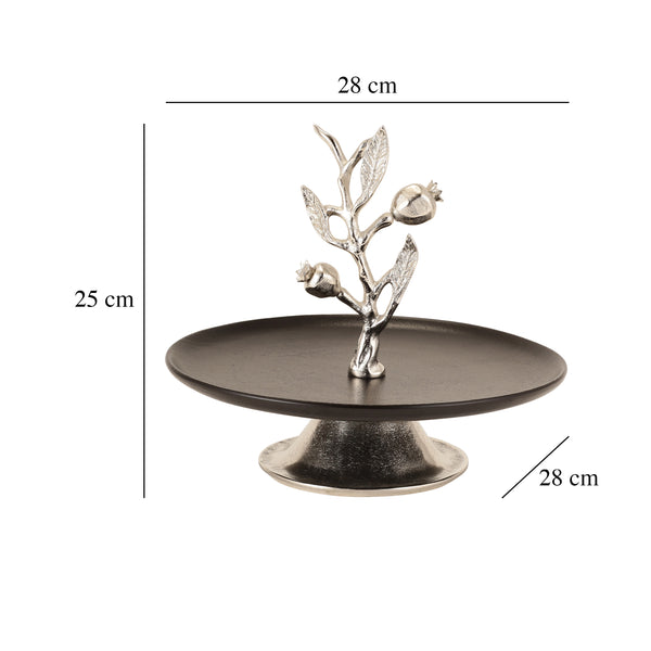 De Massion Pomegranate Metal Cake Stand in Silver Black dimensions