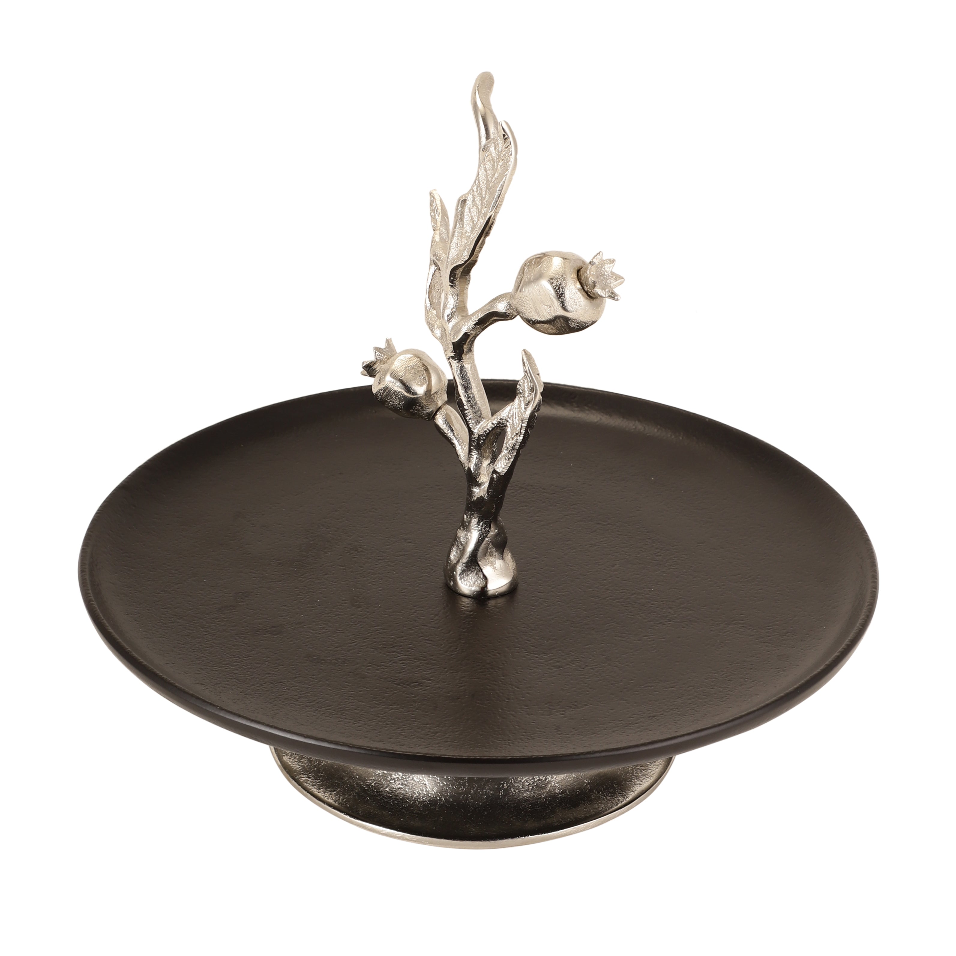 Pomegranate Metal cake stand in Silver Black