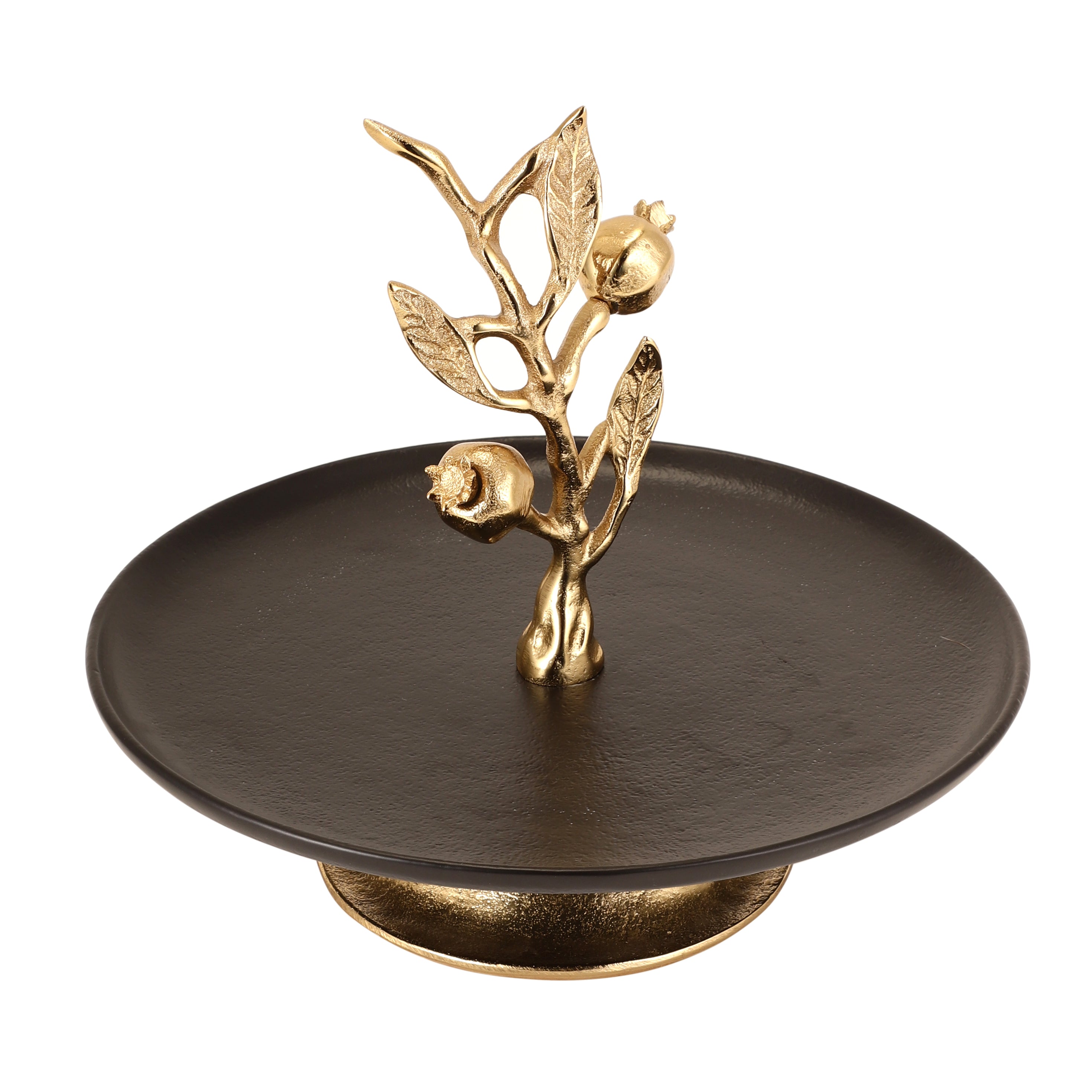 Pomegranate Metal cake stand in Gold Black