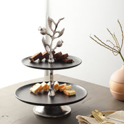 De Massion Pomegranate Metal 2 Layer Cake Stand in Silver Black