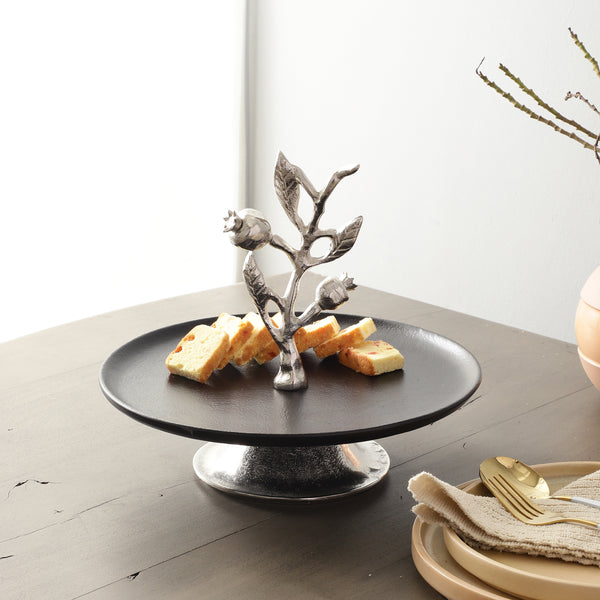 De Massion Pomegranate Metal Cake Stand in Silver Black dimensions