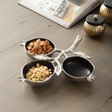 De Massion Pomegranate Metal 3 Leaf Platter in Silver Black
