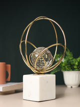 De Massion Elysian Gold Rings Crystal Ball Sculpture