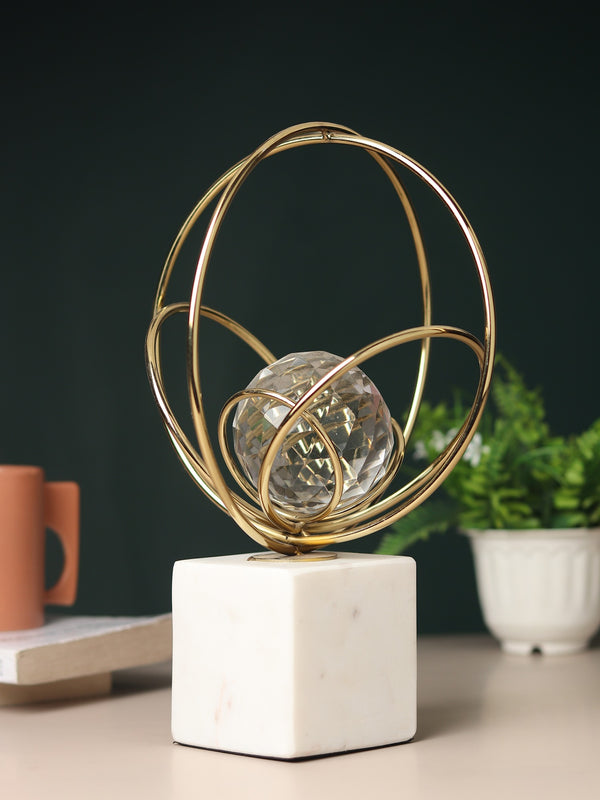 Elysian Gold Rings Crystal Ball Sculpture dimensions