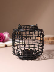 Basketweave Black Tea Light Holder