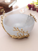 De Massion Vincent Glass Bowl in Grey & Gold