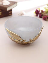 De Massion Enchanted Vine Glass Bowl in Grey and Gold