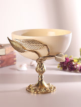 De Massion Verdant Elegance Glass Bowl in Cream and Gold