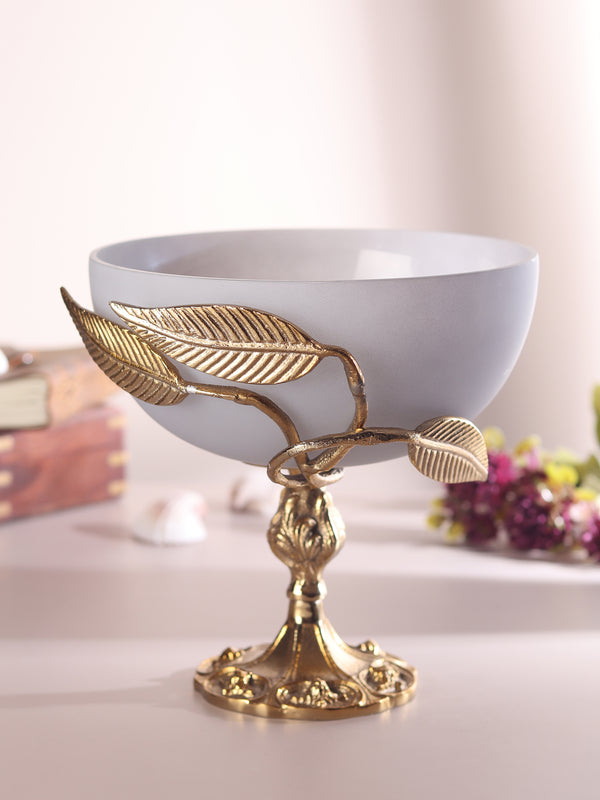 Verdant Elegance Glass Bowl in Grey and Gold dimensions