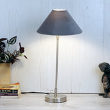 De Massion The "Small Silver Mj Lamp" with Grey Velvet Shade
