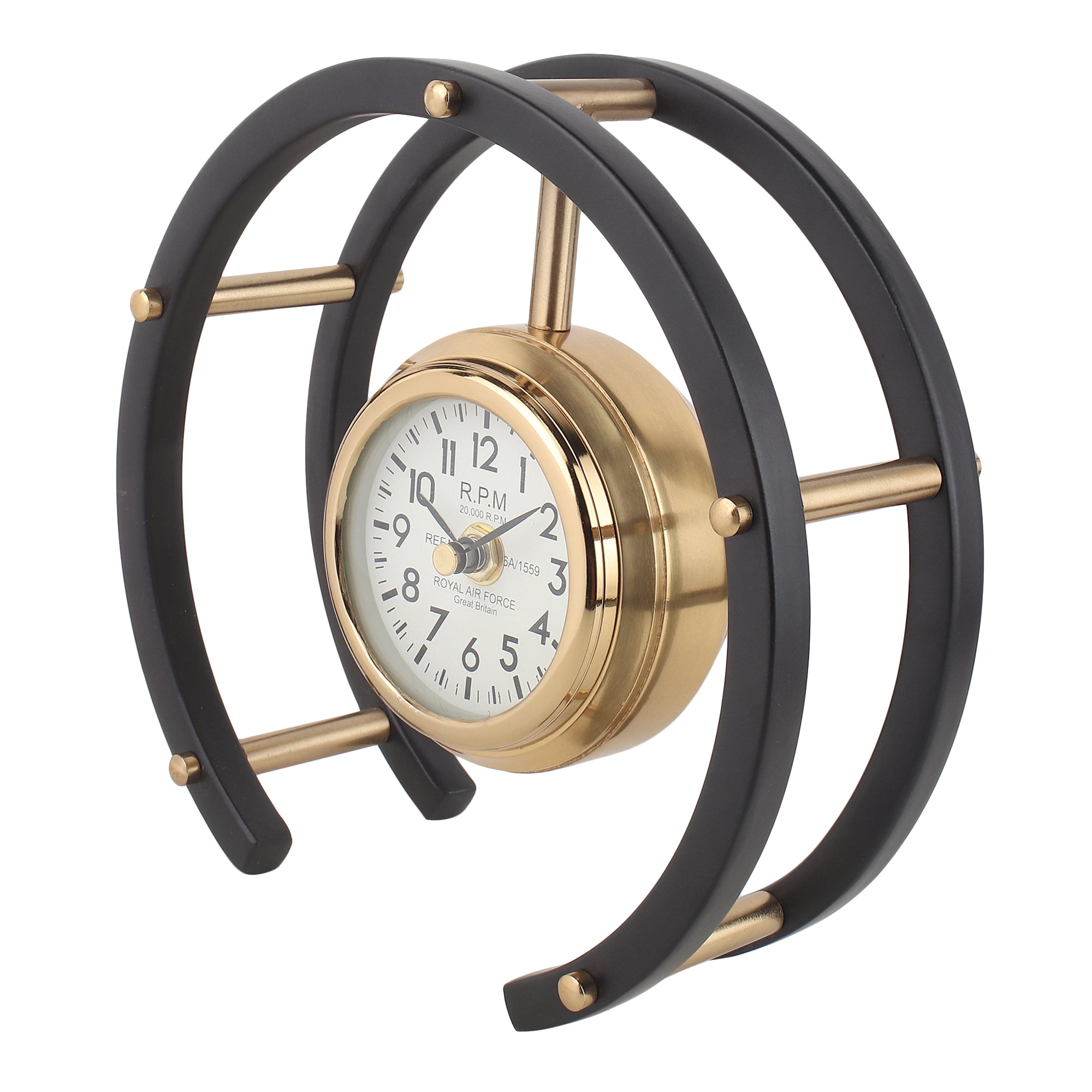 Luna Serenade Table Clock in Gold & Black