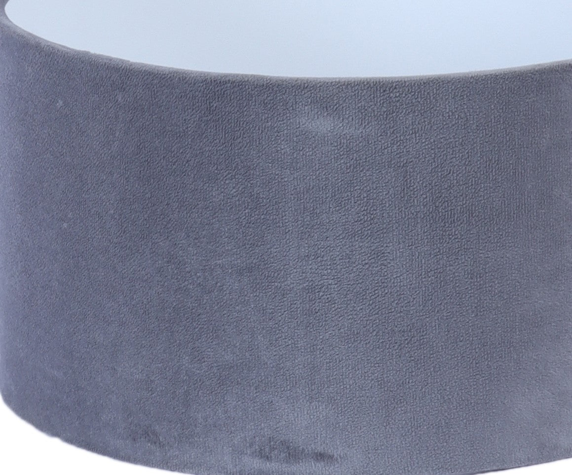 The "Small Silver MJ Lamp" with Grey velvet shade