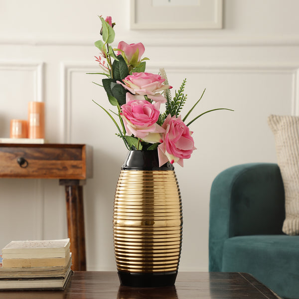 Regal Black and Gold Banded Enamel Vase dimensions