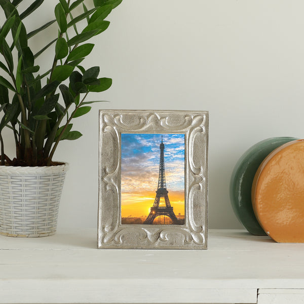 Leaf Pattern Photo Frame Silver  Large Size dimensions