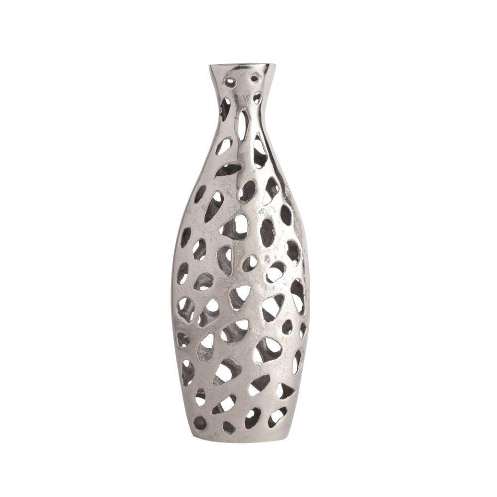 Sophia Floral Vase Medium in Raw Silver Finish