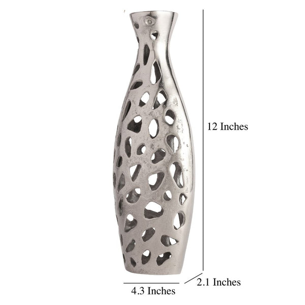 De Massion Sophia Floral Vase Medium in Raw Silver Finish dimensions