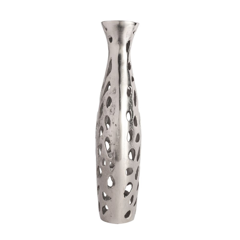 Sophia Floral Vase Medium In Raw Silver Finish