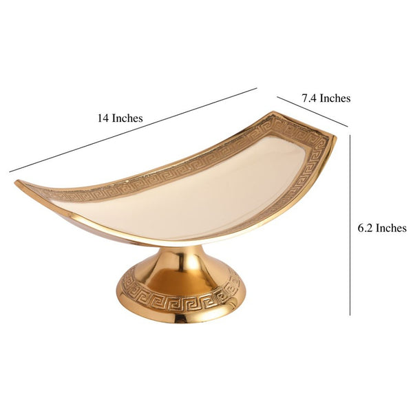 De Massion Versace Design Platter in Ivory Enamle & Gold Finish dimensions