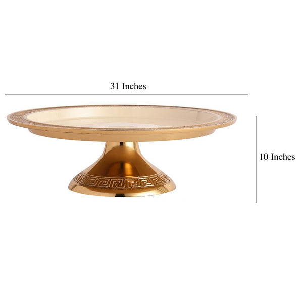 De Massion Versace Design Cake Stand in Ivory Enamle & Silver Finish dimensions