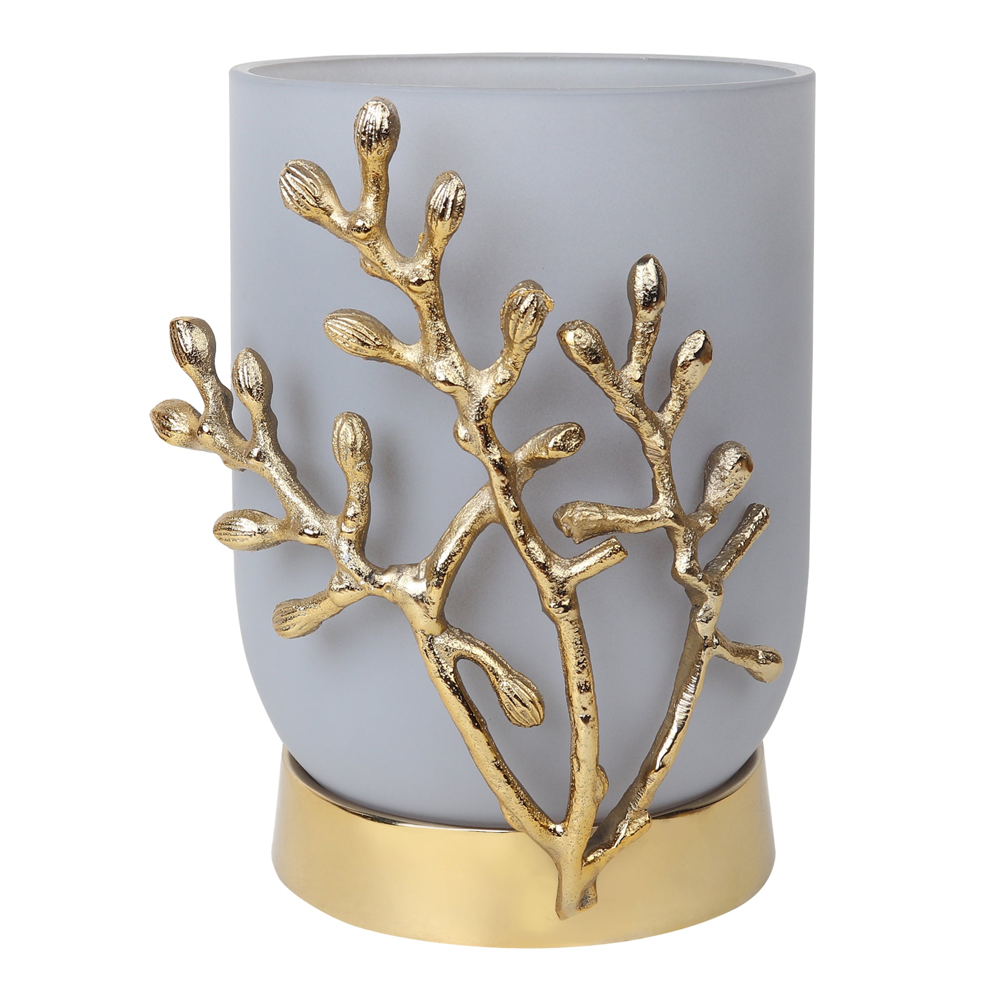 VinLux Glass Vase and Candle Holder in Grey & Gold