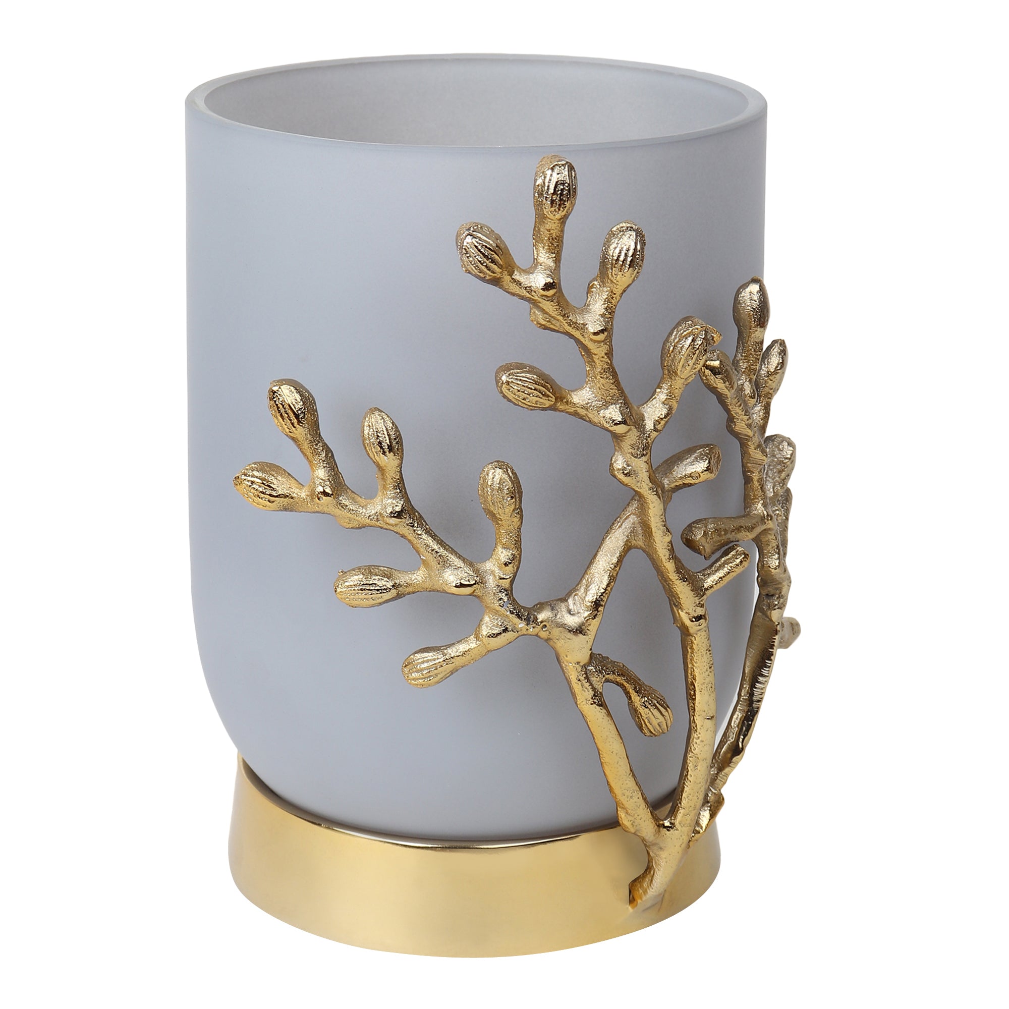 VinLux Glass Vase and Candle Holder in Grey & Gold