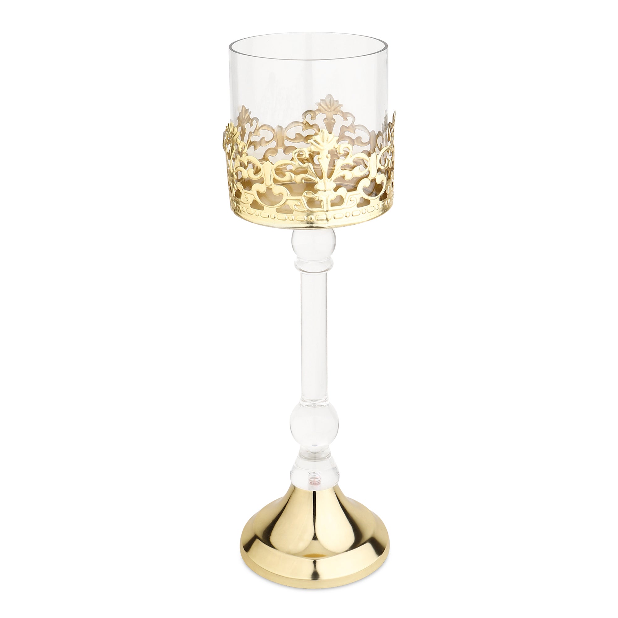 Aurum Crest Pillar Candle Holder Big