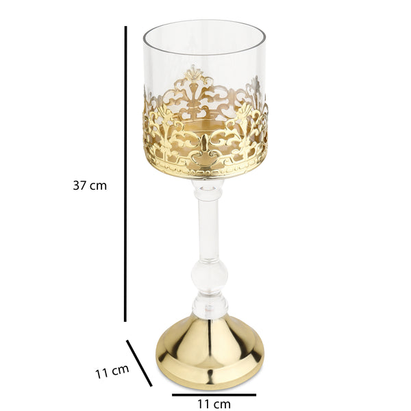 De Massion Aurum Crest Pillar Candle Holder Small dimensions