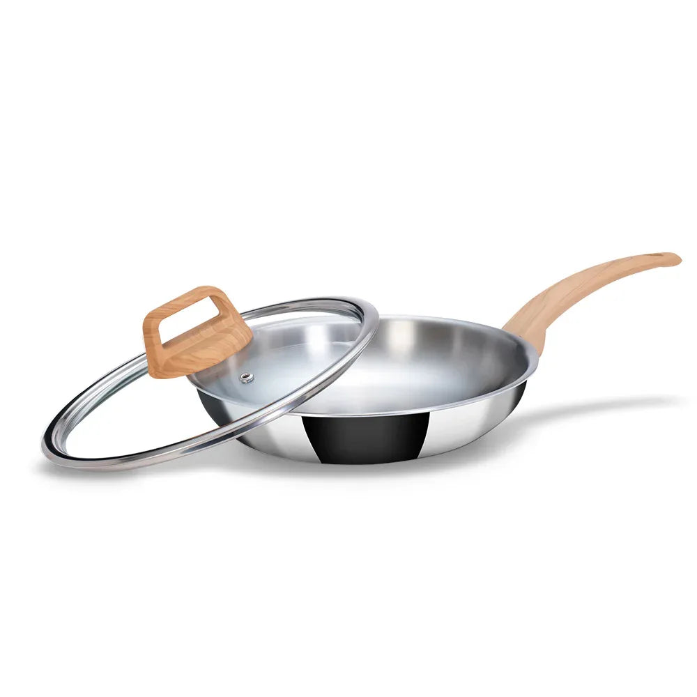 Timber Triply Frypan 24cm with Glass Lid - HomeTown