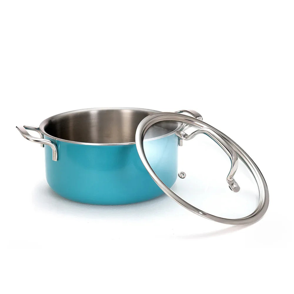 Vida Triply Pot 2 Litre Teal with Glass Lid - HomeTown