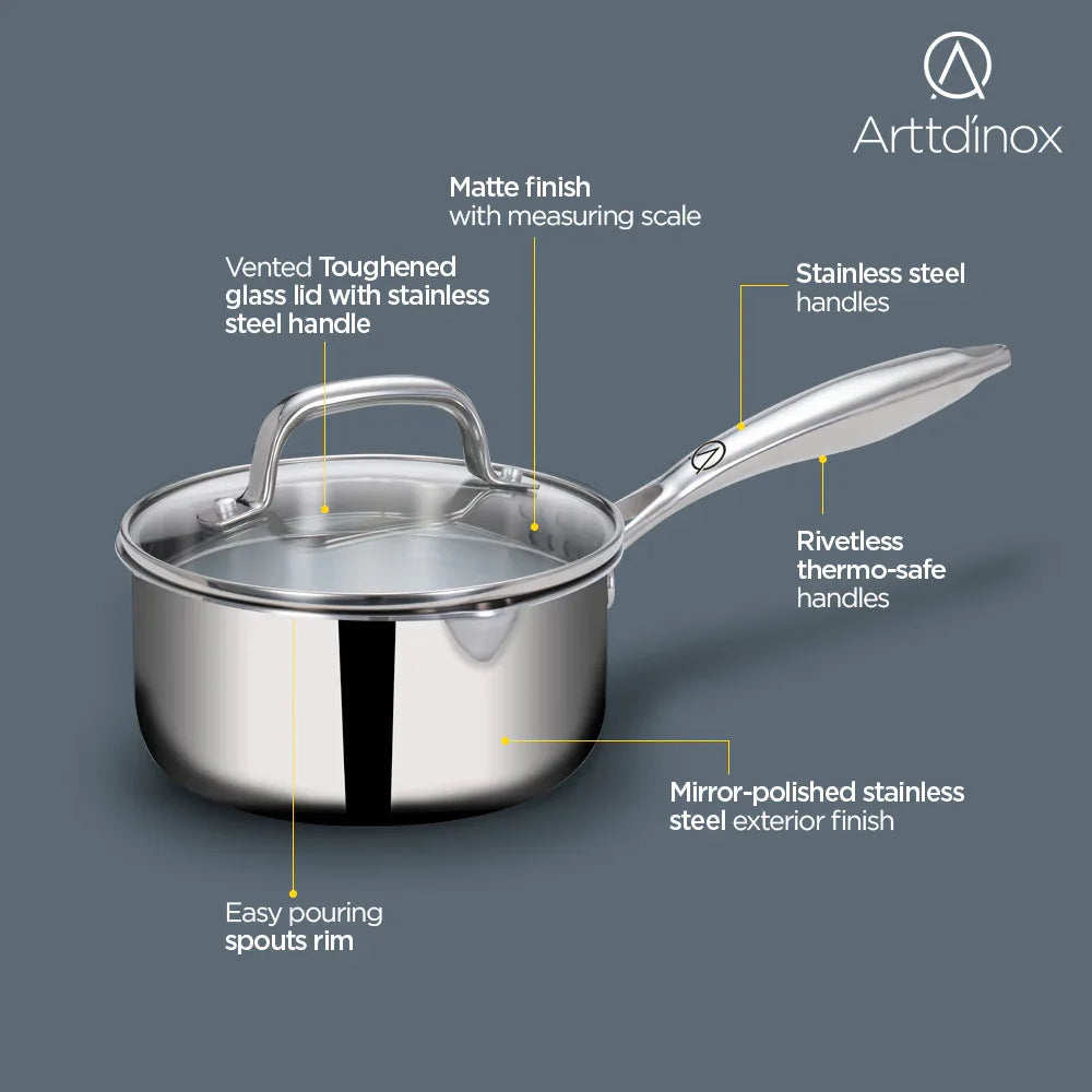 Stellar Triply Saucepan 16cm with Glass Lid - HomeTown