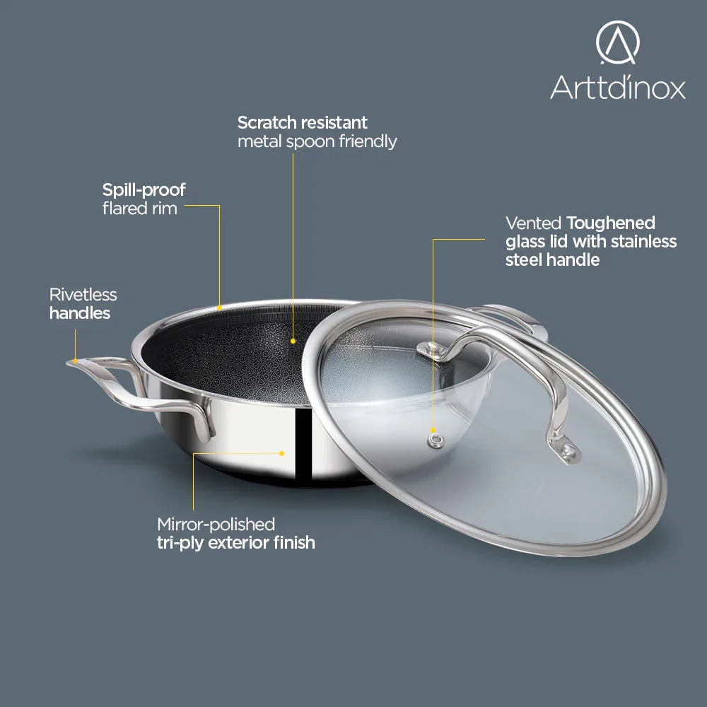 Stellar Triply Kadhai 24cm with Glass Lid - HomeTown