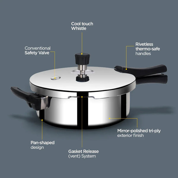 Stellar Triply Pressure Cooker 3.5 Litre Pan dimensions