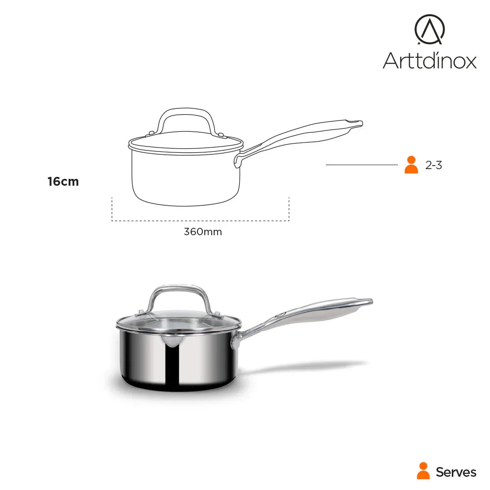 Stellar Triply Saucepan 16cm with Glass Lid - HomeTown