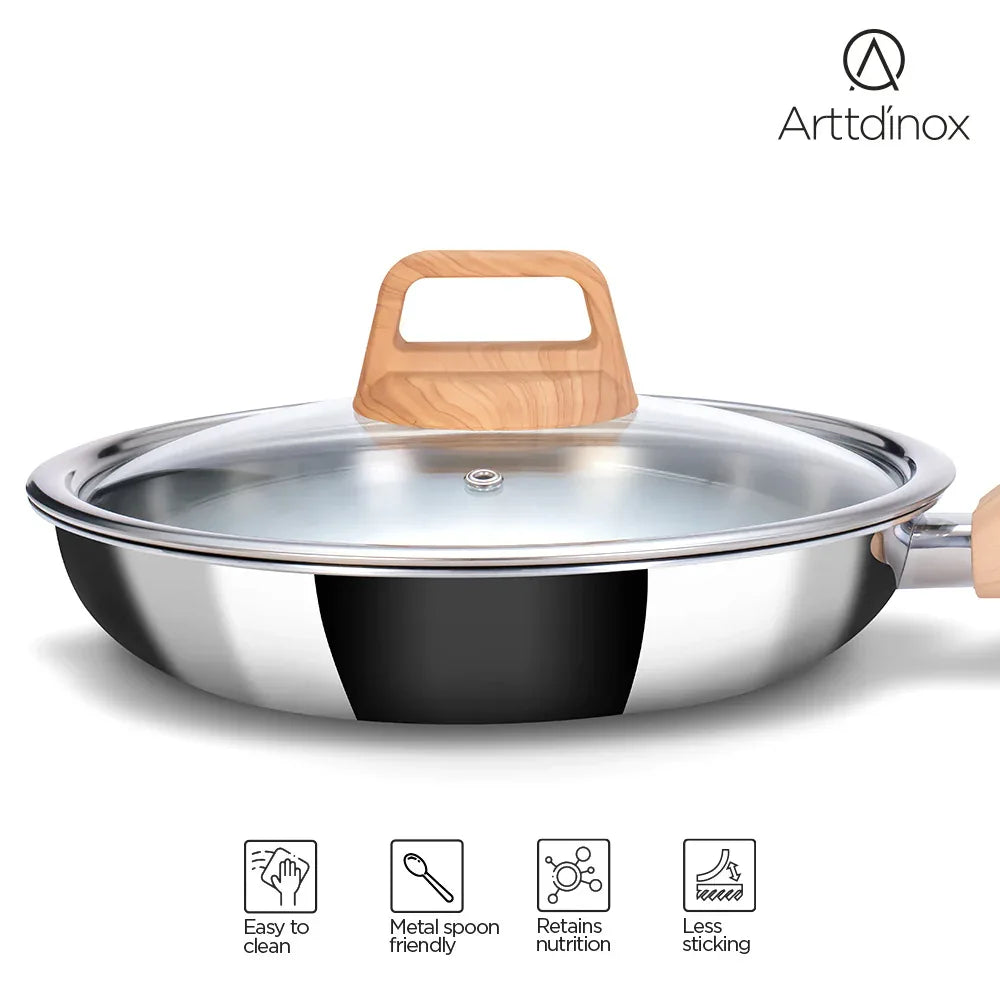 Timber Triply Frypan 24cm with Glass Lid - HomeTown