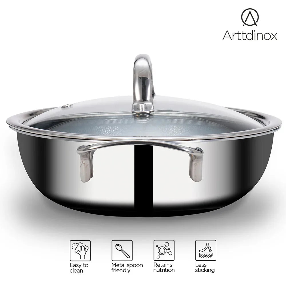 Stellar Triply Kadhai 22cm with Glass Lid - HomeTown